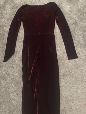 LPA Long Sleeve Shimmer Bodycon Dress in Deep Burgundy, Small